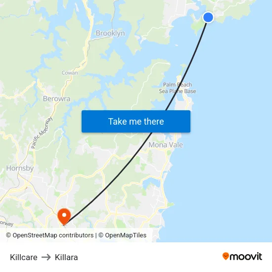 Killcare to Killara map