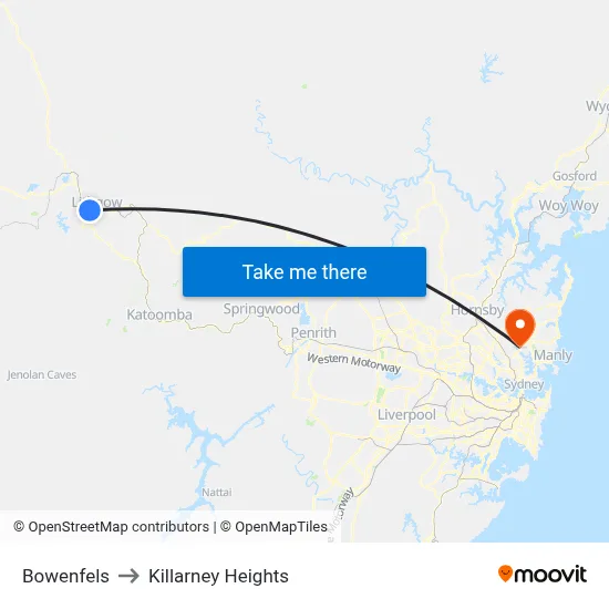 Bowenfels to Killarney Heights map