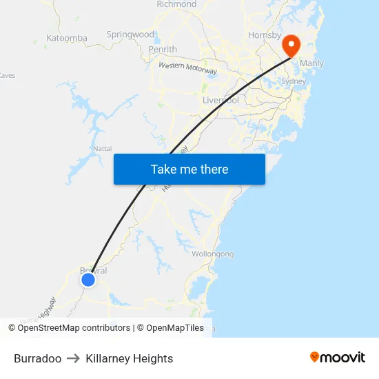 Burradoo to Killarney Heights map