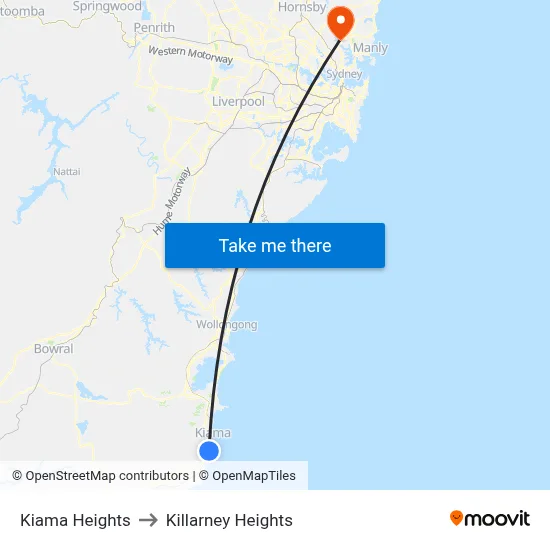 Kiama Heights to Killarney Heights map