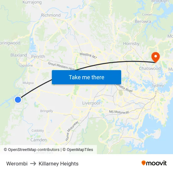 Werombi to Killarney Heights map
