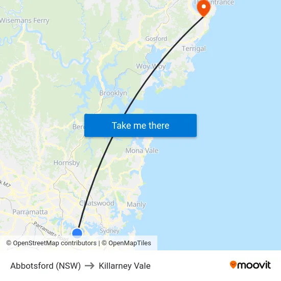 Abbotsford (NSW) to Killarney Vale map