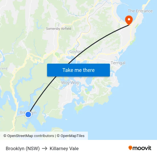 Brooklyn (NSW) to Killarney Vale map