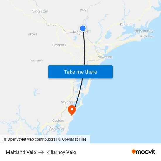 Maitland Vale to Killarney Vale map