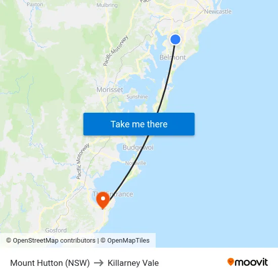 Mount Hutton (NSW) to Killarney Vale map