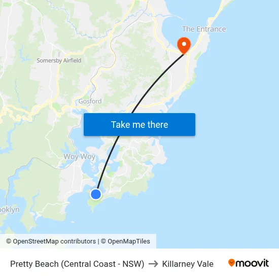 Pretty Beach (Central Coast - NSW) to Killarney Vale map