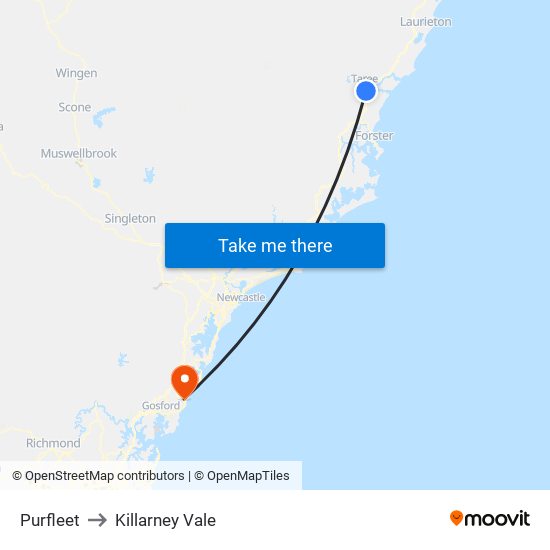 Purfleet to Killarney Vale map