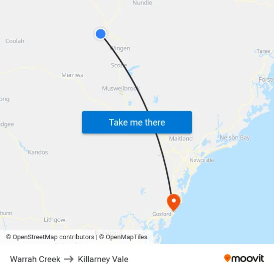 Warrah Creek to Killarney Vale map