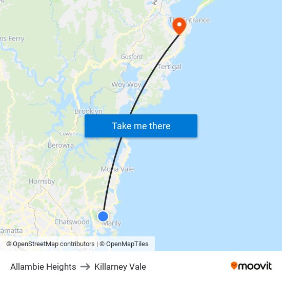 Allambie Heights to Killarney Vale map