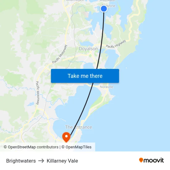 Brightwaters to Killarney Vale map