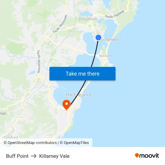 Buff Point to Killarney Vale map