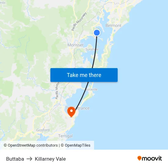 Buttaba to Killarney Vale map