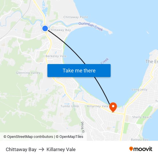 Chittaway Bay to Killarney Vale map