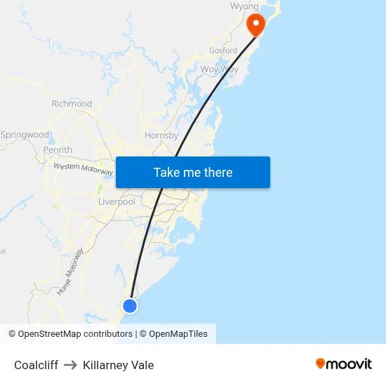 Coalcliff to Killarney Vale map