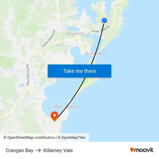 Crangan Bay to Killarney Vale map