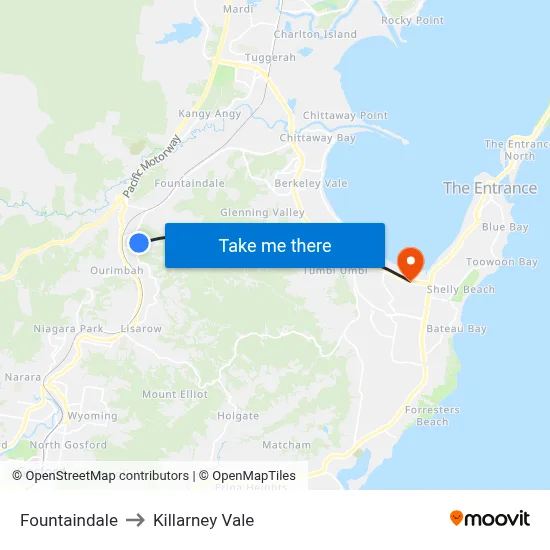 Fountaindale to Killarney Vale map