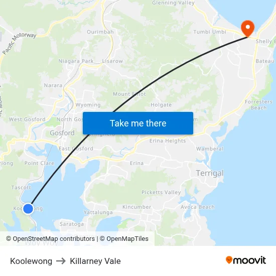 Koolewong to Killarney Vale map