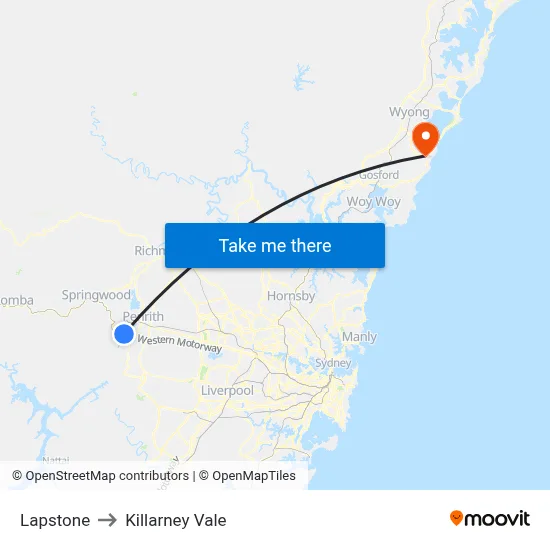 Lapstone to Killarney Vale map