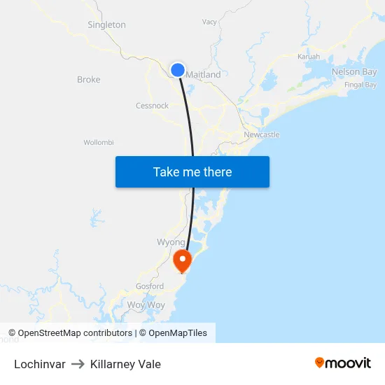 Lochinvar to Killarney Vale map