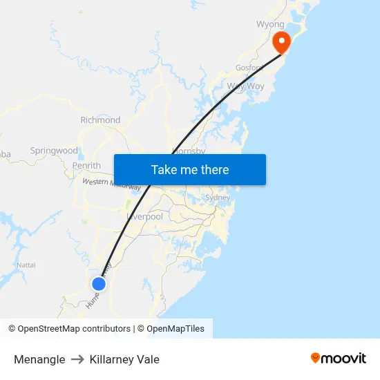 Menangle to Killarney Vale map
