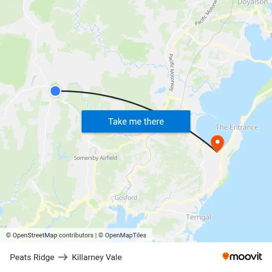 Peats Ridge to Killarney Vale map
