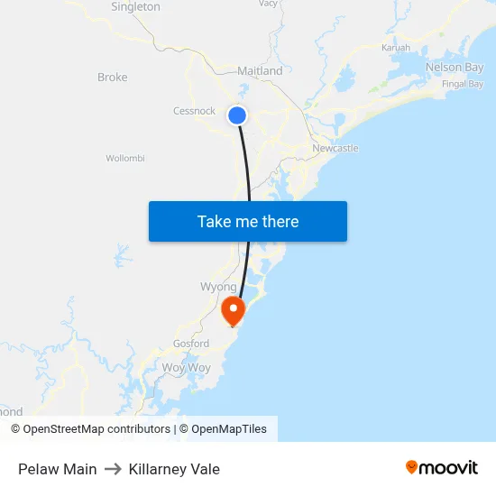 Pelaw Main to Killarney Vale map