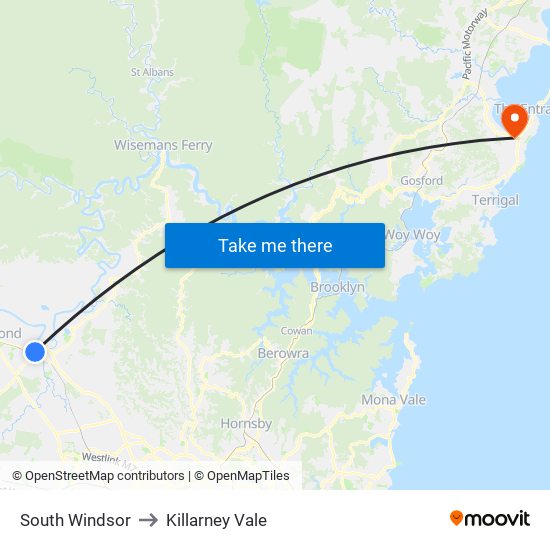 South Windsor to Killarney Vale map