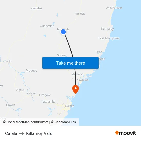 Calala to Killarney Vale map