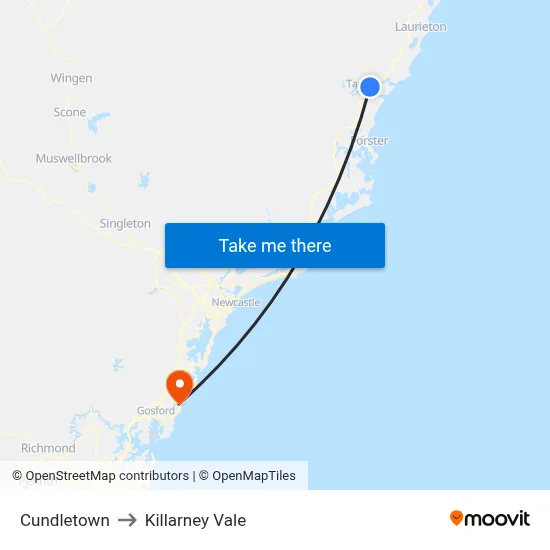Cundletown to Killarney Vale map