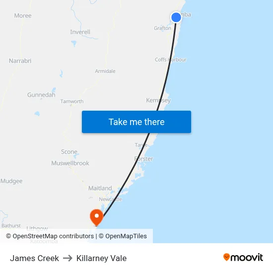 James Creek to Killarney Vale map