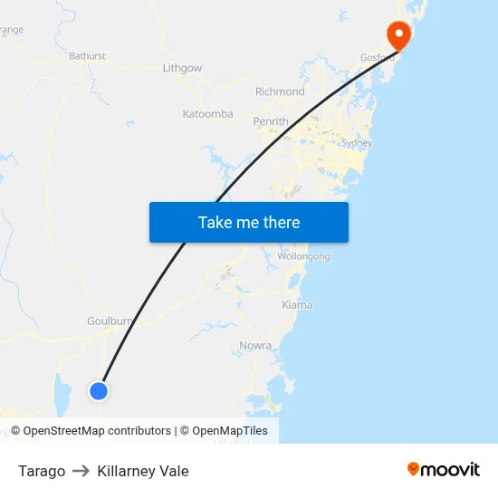 Tarago to Killarney Vale map