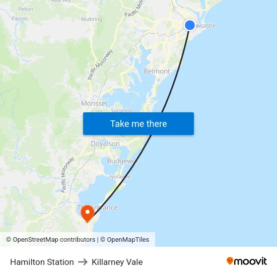 Hamilton Station to Killarney Vale map
