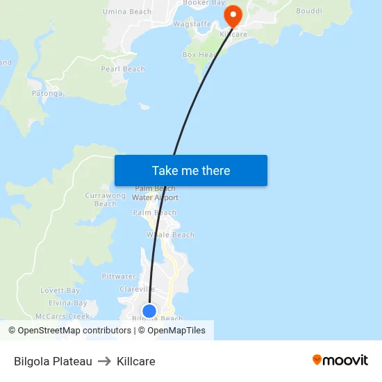 Bilgola Plateau to Killcare map