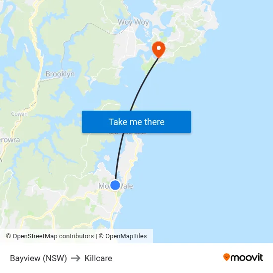 Bayview (NSW) to Killcare map