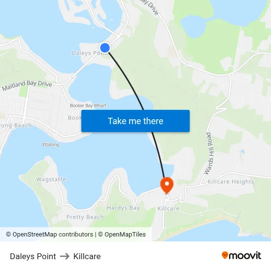 Daleys Point to Killcare map