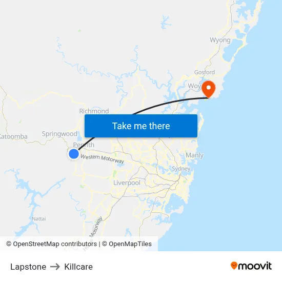 Lapstone to Killcare map