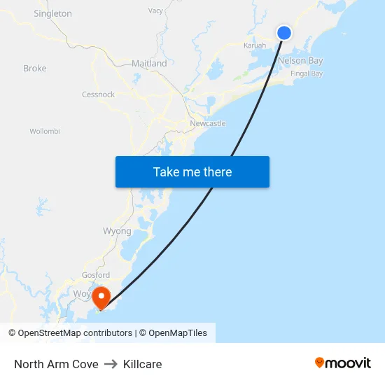 North Arm Cove to Killcare map