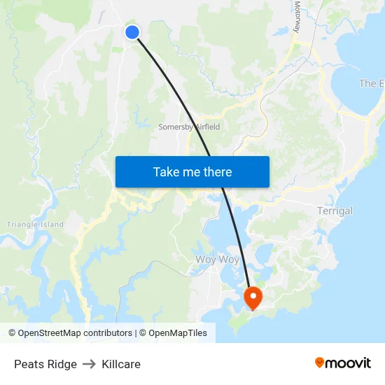 Peats Ridge to Killcare map
