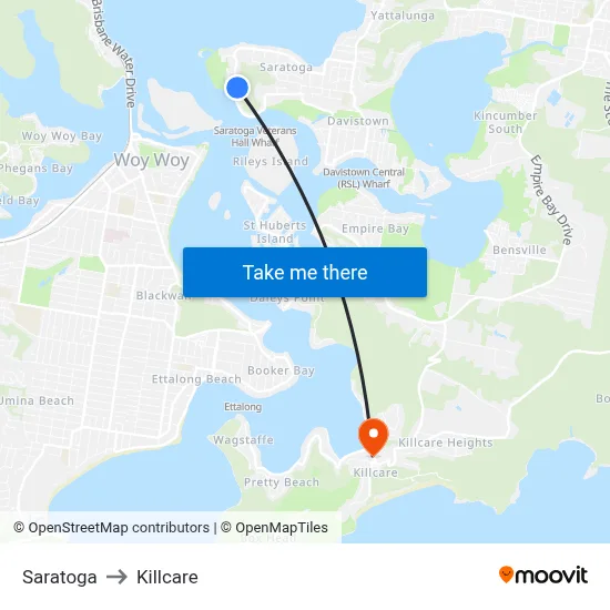 Saratoga to Killcare map