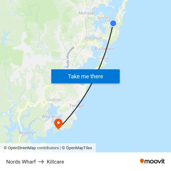 Nords Wharf to Killcare map