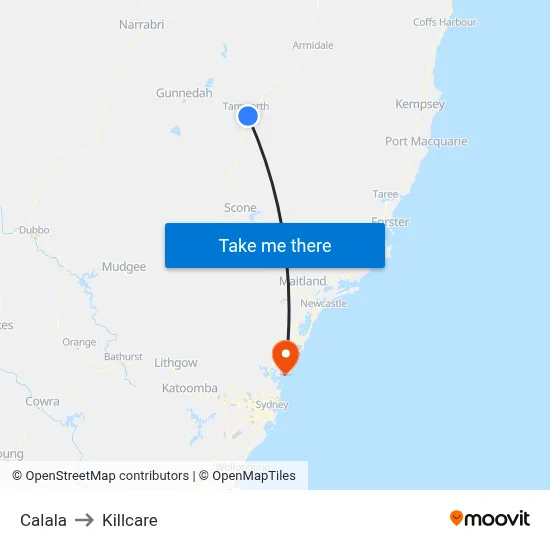 Calala to Killcare map
