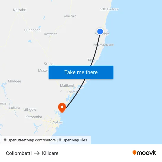 Collombatti to Killcare map