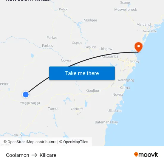 Coolamon to Killcare map
