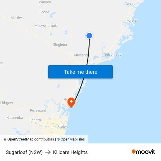 Sugarloaf (NSW) to Killcare Heights map