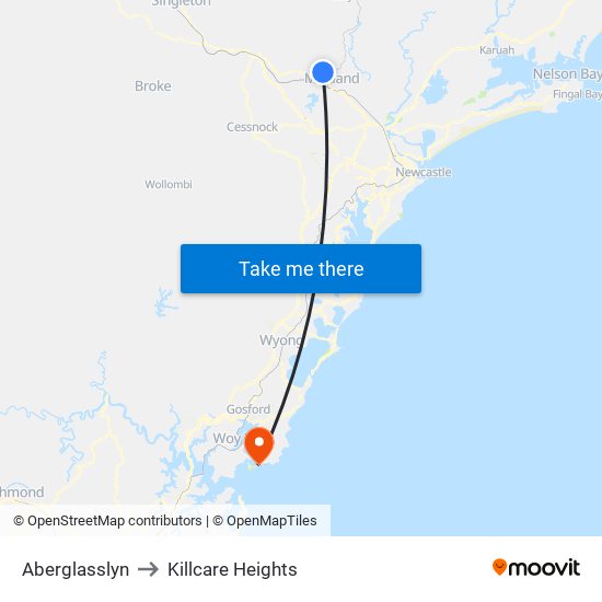 Aberglasslyn to Killcare Heights map
