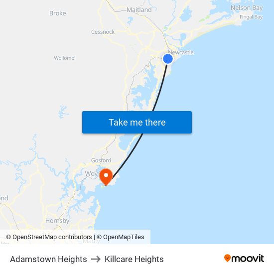 Adamstown Heights to Killcare Heights map