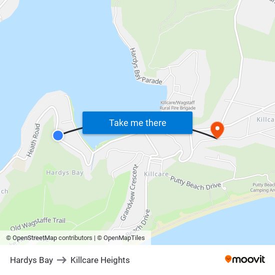 Hardys Bay to Killcare Heights map