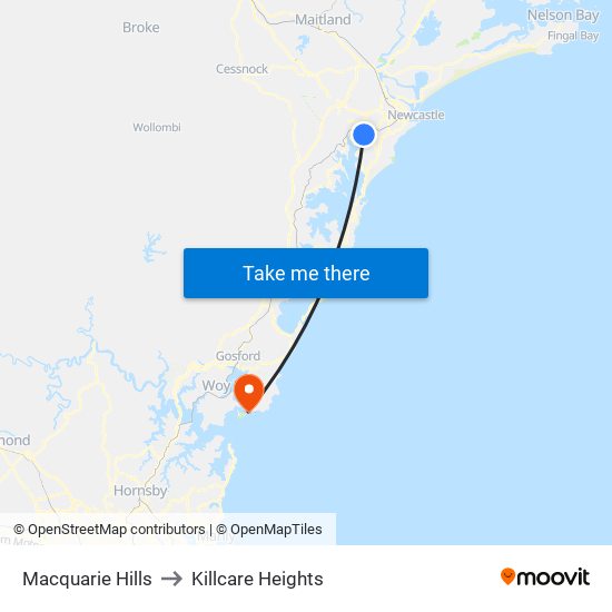 Macquarie Hills to Killcare Heights map