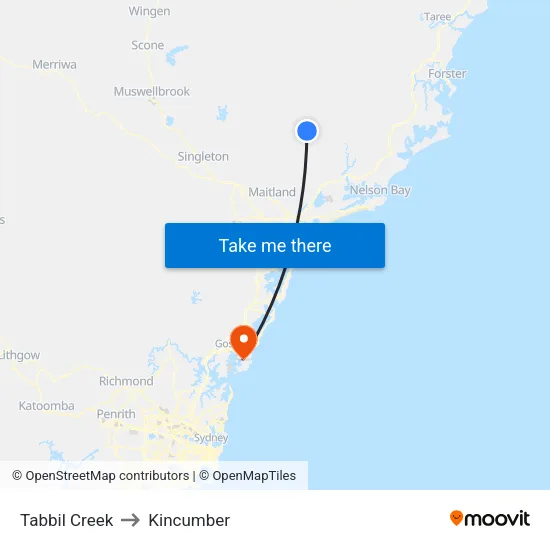 Tabbil Creek to Kincumber map