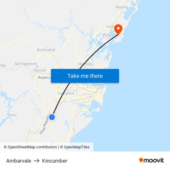Ambarvale to Kincumber map